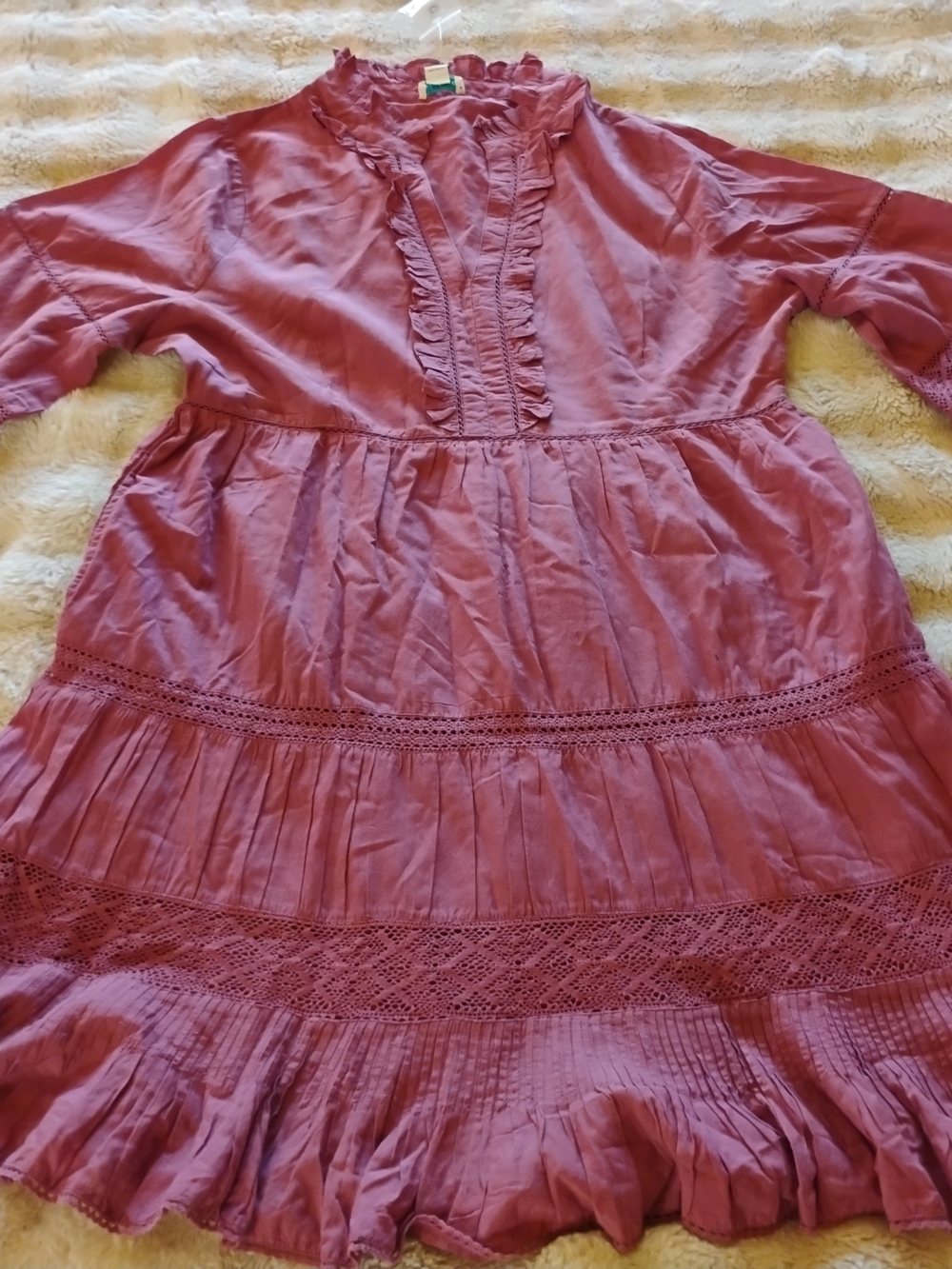 Sundance Ruffled Tiered Mauve Dress